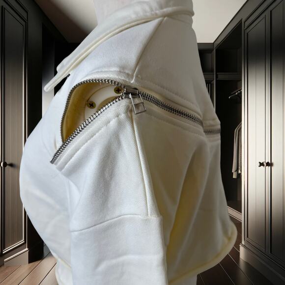 🤍 NOLA “Never Ordinary L’Ange” Bone White Zipper Sweatshirt & Pencil Skirt Set - Picture 5 of 6